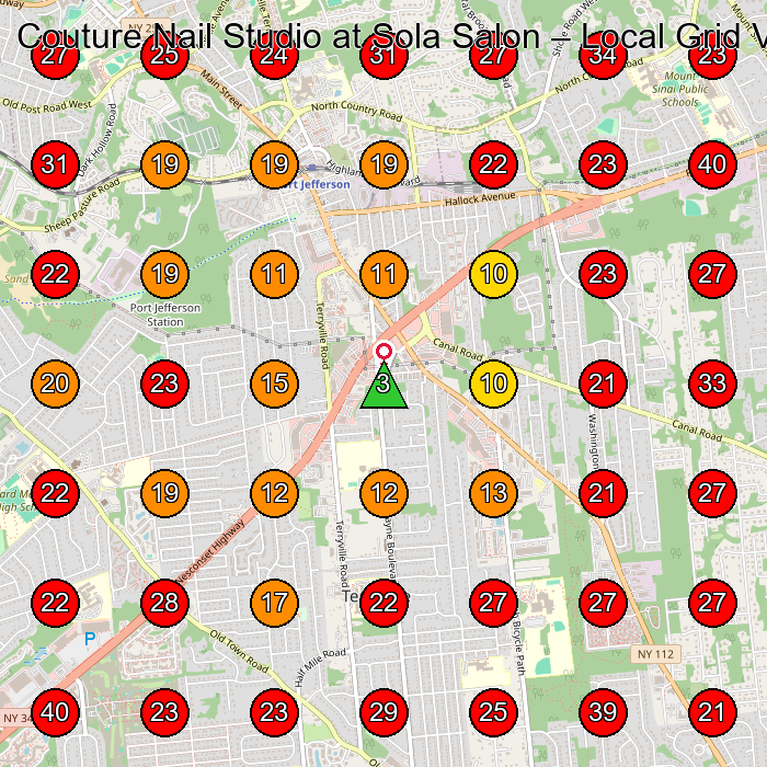 Couture Nail Studio at Sola Salon GeoGrid visibility map for Nail Salon in Port Jefferson Station